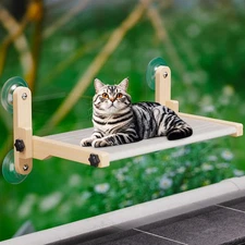 Foldable Cat Window Bed, Solidwood Cat Window Perch with Suction Cups, Heavy ...