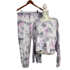 Colsie Tie Dye Sweatshirt Jogger Set Pink Gray Purple Womens XL
