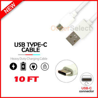 USB Type-C 10FT Charger Cable Cord for Phone LG Harmony 4 / Wing / K51 /K92/Q70