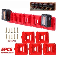 5 Pack Battery Holder Mount For Milwaukee 18V Battery Dock Holder Base Bracket