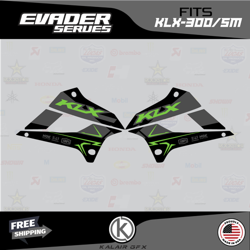 Graphics Kit for Kawasaki KLX300SM 2020 2021 2022 2023 Evader-green-gray - Bild 2 von 6