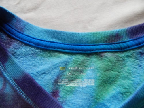 Striped Tie Dye Blue Purple Crew Pullover Crew Sweatshirt - 2XL Mens Hand Made - Picture 6 of 6