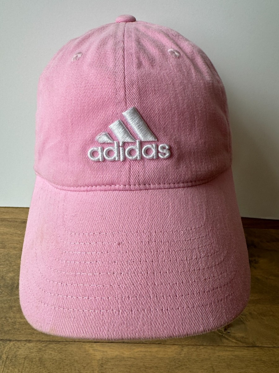 adidas Pink Cotton Baseball Hat Cap Adjustable w/ White
