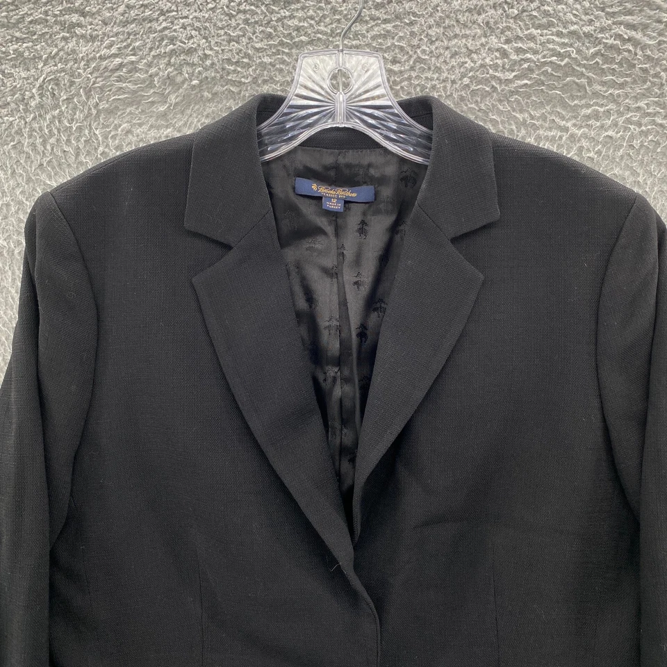 Brooks Brothers Blazer 女式 12 黑色单排扣羊毛 Loro Piana 夹克 — 第 2/4 张图片
