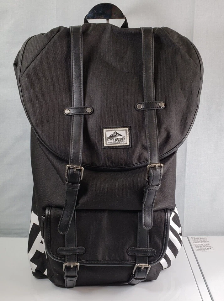 STEVE MADDEN Classic Utility LOGO Backpack/ Laptop Bag Black And White - Image 2 of 4