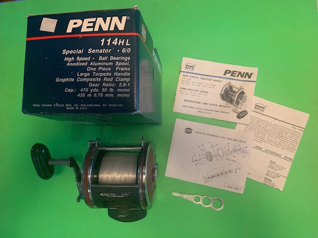 PENN SPECIAL SENATOR 114HL 6/0 FISHING REEL WITH BOX, PAPERWORK