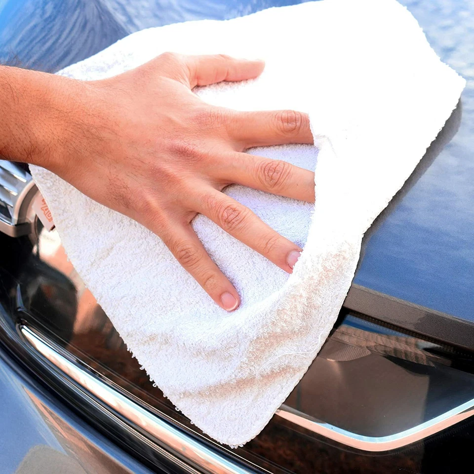 Trapos de toalla de felpa, opciones a granel, paños de limpieza multiusos blancos Foto 3 de 4