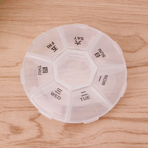 7 Tage Runde Pillendose Medizin Tabletten Organizer Wöchentlich Medikamente Aufbewahrung Etui UK - Bild 6 von 11