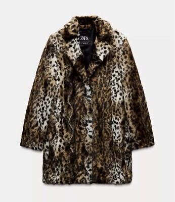 ZARA ANIMAL PRINT FAUX FUR COAT LEOPARD NEW FW24/25 SIZES S REF. 2212/241