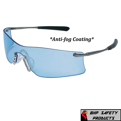 MCR CREWS RUBICON SAFETY GLASSES T4113AF ANTI-FOG LIGHT BLUE LENS METAL Z87+