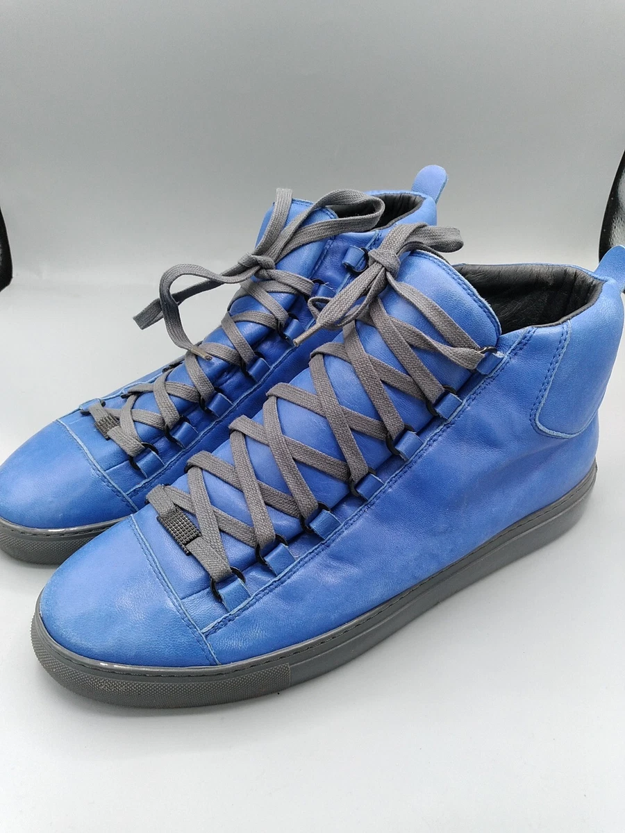 Mens Balenciaga Arena Electric Blue Leather Shoes Size 43 US 10