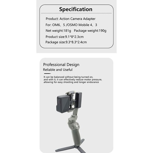 For DJI OSMO 6/5/4/3 to Action 4 Gimbal Sports Camera Phone Adapter Mount Part - Picture 4 of 11