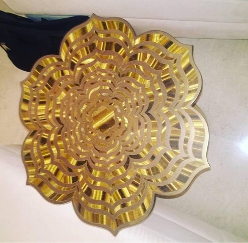 Tiger Eye and Brass Side Table Inlaid Stone Home Decor Interior Gift Her/Him - Picture 2 of 9