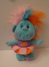 1989 Playskool Hobnobbins Cousin Rah Rah Plush Doll Troll Blue Face Wild Hair