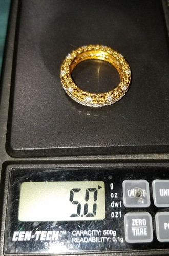 Victoria Wieck fancy 18k Yellow Gold/sterling silver Eternity filigree Band ring - Picture 12 of 12