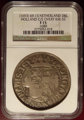 1693 Netherlands 28s Holland C/S Counter Stamp NGC Certified!