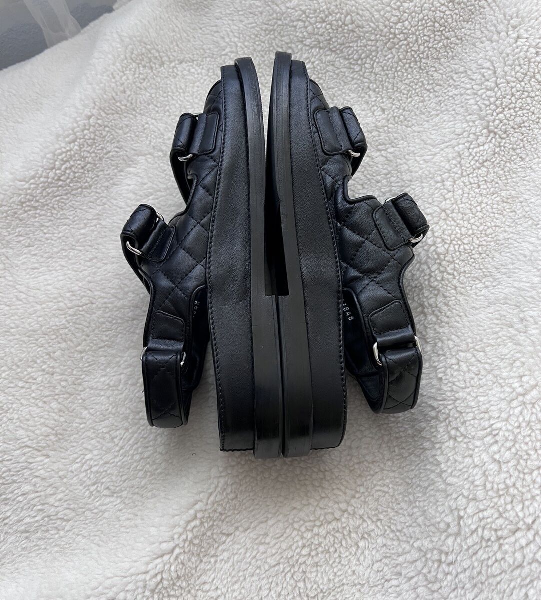 Auth Chanel Classic CC Logo So Black Dad Sandals - Size 36 Auth Chanel Classic CC Logo So Black Dad Sandals - Size 36