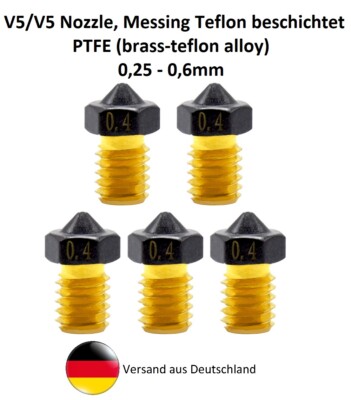 V5 V6 Nozzle Düse 0,25-0,6mm, Messing - Teflon, Mega S Chiron 4Max Kobra -Top!