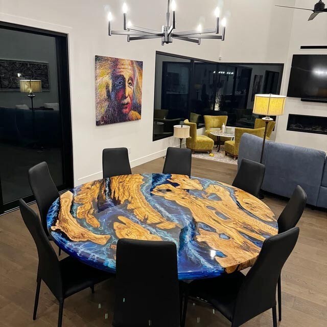 ocean epoxy resin coffee table/epoxy resin wood coffee table/epoxy wood table/-image