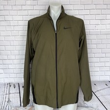 Nike Dri Fit Mens Light Weight Active Wear Jacket Size L Olive Green Full Zip