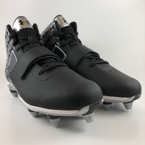 Under Armour C1N Mid Mens Size 11 Football Cleats Black Silver Cam Newton