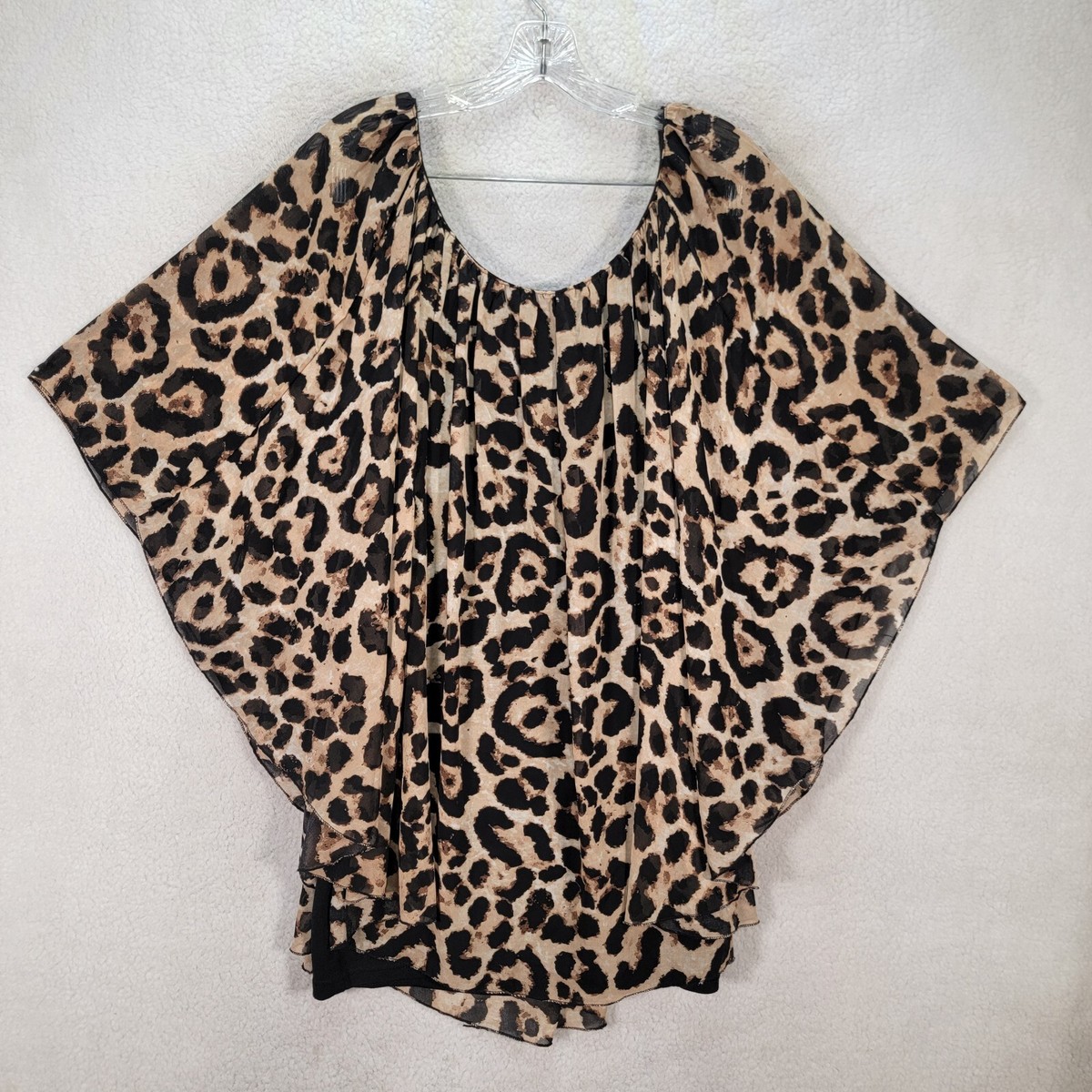 トップス leopard pattern frills tops grunge y2k Vintage 90s Y2K Leopard Print Top Womens Small Scene Glam