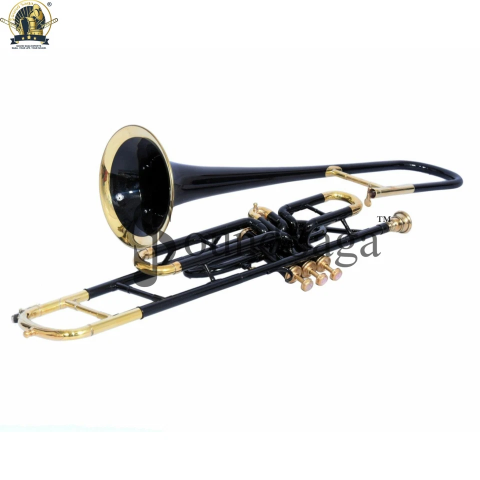 Trombón de válvula SOUND SAGA paso Bb incluye boquilla y estuche de transporte (negro) Foto 2 de 3