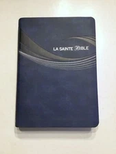 French Bible LARGE PRINT Compact, Segond 1910 Nave Blue Imitation Leather Wave