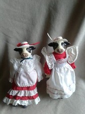 2 Cow Christmas Dolls With Stand. 9"