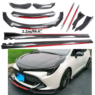 For Toyota Corolla Front Bumper Lip Spoiler/ Body Kit+Side Skirt Carbon Fiber