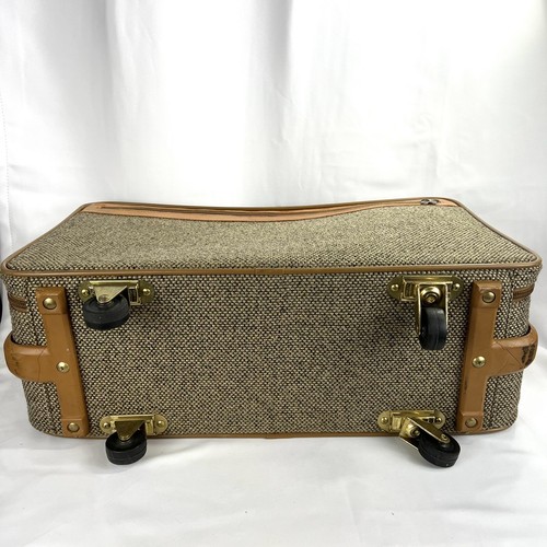 Vintage Hartmann Luggage 21x12x8” Brown Tweed Leather Rolling Travel Suitcase - Picture 18 of 21