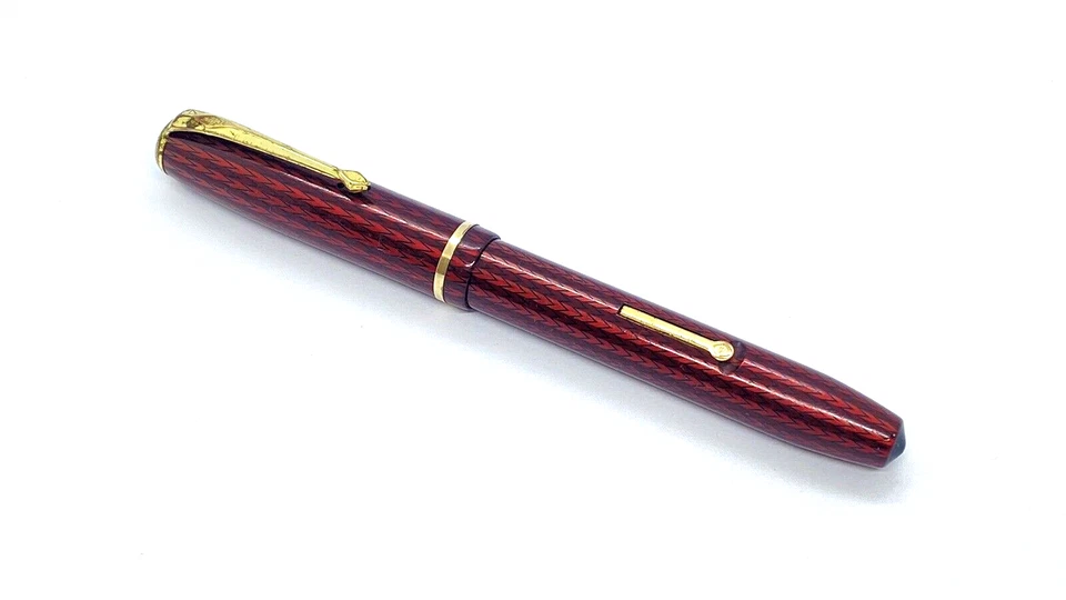 PLUMA ESTILOGRÁFICA VINTAGE CONWAY STEWART Nº 28 EN ESPIGA ROJA 14K MEDIANA NUEVA EN CAJA Foto 3 de 4