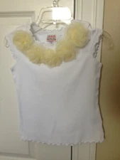 NWOT Oopsy Daisy Baby White & Ivory Rosette Cap-Sleeve Tee size 8