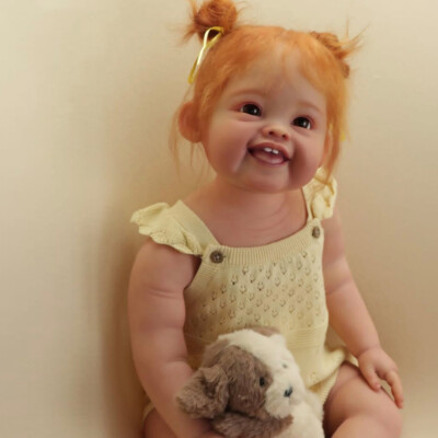 Cute 28'' Reborn Baby Doll Toddler Girl Rooted Hair with Cloth Body Handmade Gift