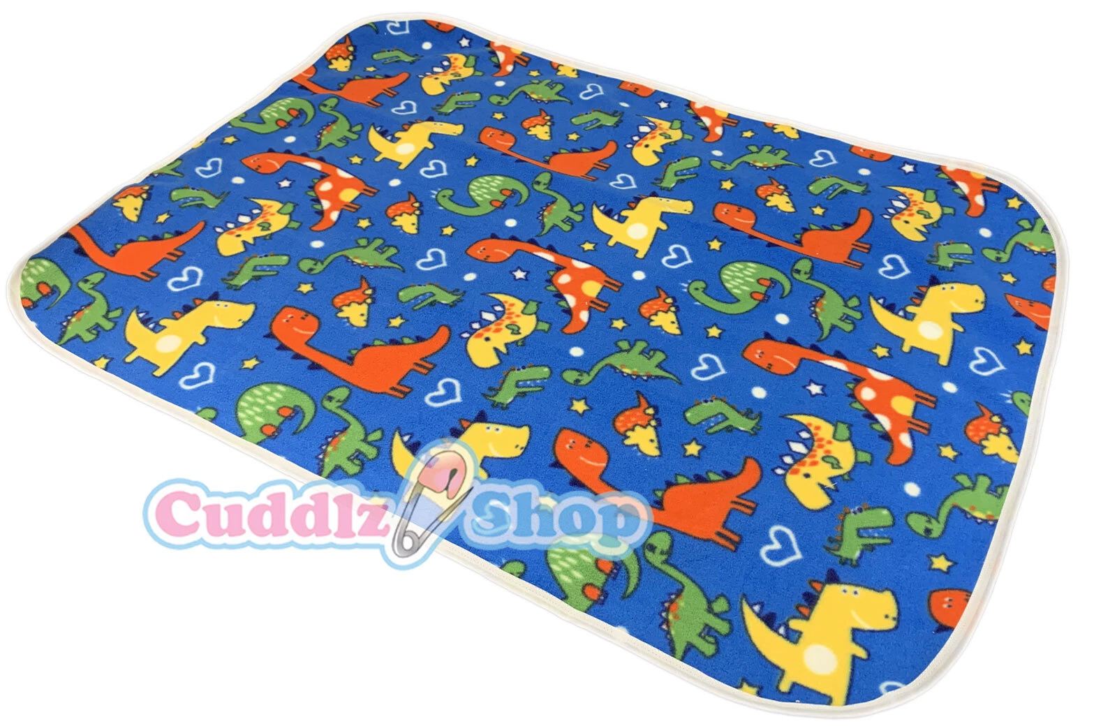 Cuddlz Blue Dinosaur Pattern Fleece Adult Sized Changing Mat Reversible