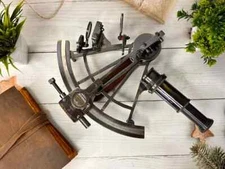 Antique German Brass Sextant | Working Model | Wooden Box | Marine Collectible