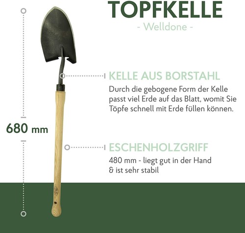 DeWit Topfkelle ‚Welldone‘ mit langem Stiel 68 cm Profi Blumenschaufel - Bild 3 von 6