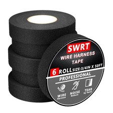 SWRT Wire Harness Tape, 3/4 Inch  50 Feet, 6 Packs 300 Feet Total , Self-Adhe
