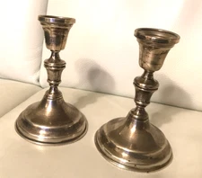 Vintage Pair of Empire #381 Weighted Sterling Silver Candlestick Holders 6 1/2in