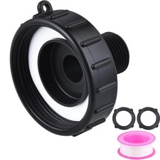 275 330 IBC Tote Tank Food Grade Drain Adapter, 2.44" 62mm Fine Thread x 3/