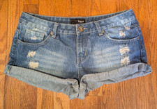 Hype Denim Shorts Womens 11 Blue Distressed Cuffed Low Rise Beach Casual