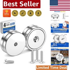 Durable Neodymium Cup Magnets - 4 Pack with 110LBS Holding Force  Screws