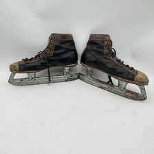 Vintage Canadian Canada Mens Black Leather Skates Size 10