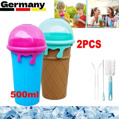 Slush Eis Becher Ice/Eis Maker Slushy Frozen Magic Tasse Mit Strohhalm + Löffel