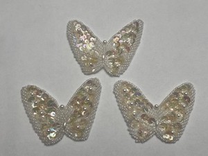 Sequin snd pearl beaded butterflies- set of 3-