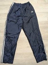 VTG Adidas Track Pants Blue Nylon Lined 3 Stripe Windbreaker Tear Away Men M