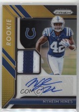 2018 Panini Prizm Rookie Gold 2/10 Nyheim Hines #RPA-NH Patch Auto 00o6