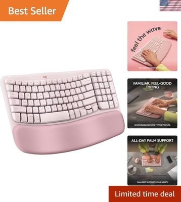 Ergonomic Bluetooth Keyboard with Cushioned Wrist Support - Multi-Device, Rose