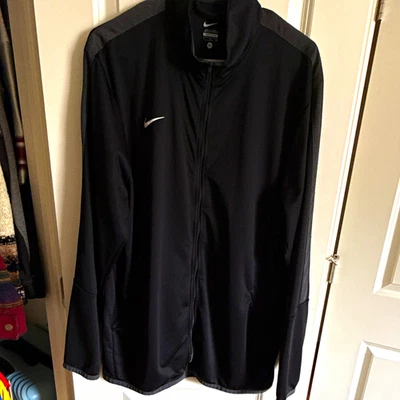 Nike Men's Black Full-Zip Track Jacket XL Polyester Knit Athleisure - Image 1 of 3