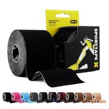 Kinesiology Tape 5cm x 5m Black Waterproof & Hypoallergenic Kinetic Physio Tape 2.49 per metre